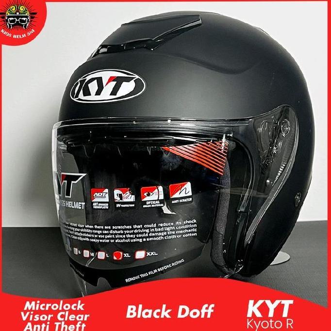 KYT Helm Kyoto R Solid Anti-UV Visor Jernih Single Visor Motor dengan Ventilasi Udara Maksimal dan S