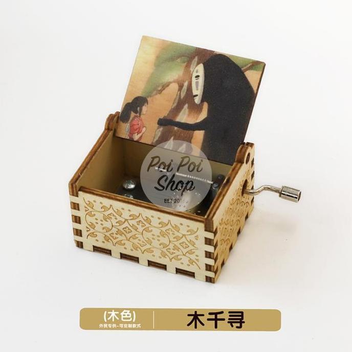 @#@#@#] Kotak Musik Putar Kayu Ghibli Castle in The Sky Totoro Music Box Handcrank Kayu Polos Hadiah