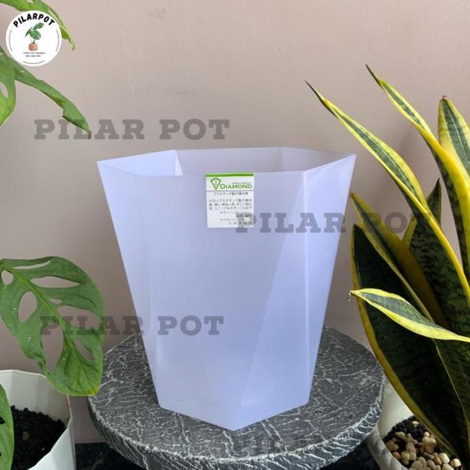 Pot bunga tanaman tinggi tabitha diamond 35 - BENING TRANSPARAN 35