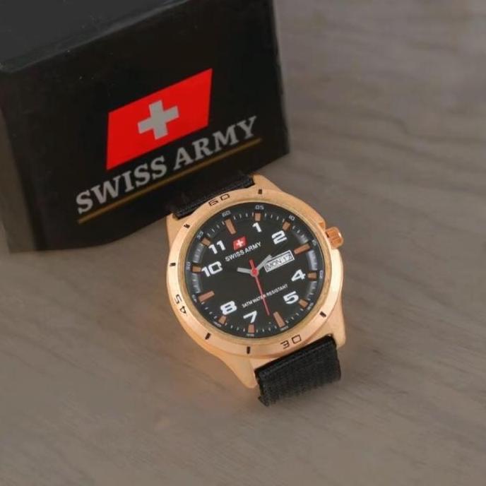 Jam Tangan Swiss Army Original Pria/Wanita Kanvas Tanggal&Hari Aktif Water Resisten - Watches