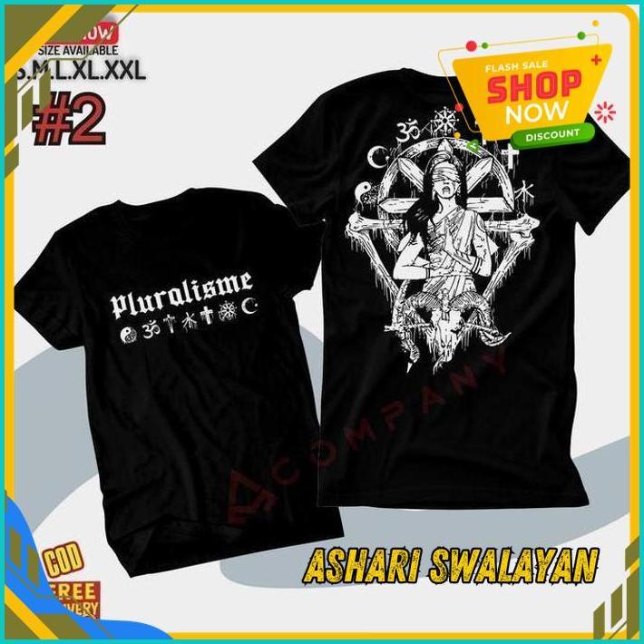 KAOS  BAJU MURAH COMBED 30S DISTRO PLURALISME BAPHOMET SABLON BORDIR POLOS CUSTOM INDONESIA PRIA COS