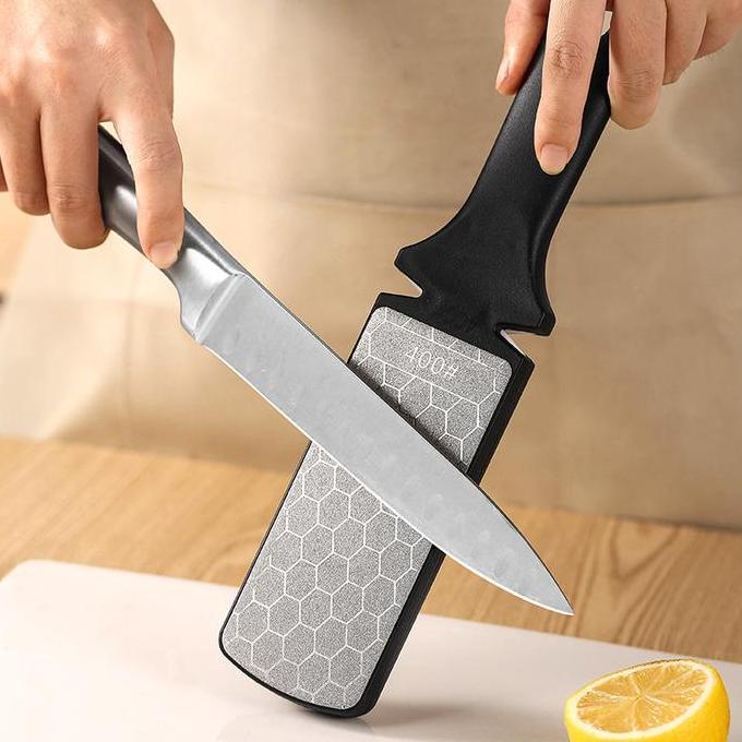Pengasah Pisau Double Side Batu Pengasah Asah Asahan Pisau Diamond Sharpening Knife Plate 400 [terba