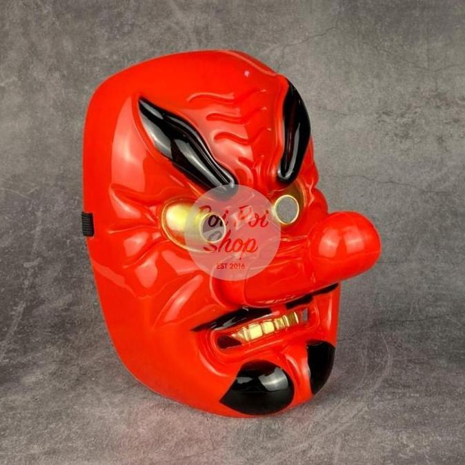 Produk Unggulan] Topeng Tengu Oni Iblis Jepang Merah Kostum Halloween Cosplay Mask Costume Unik Term