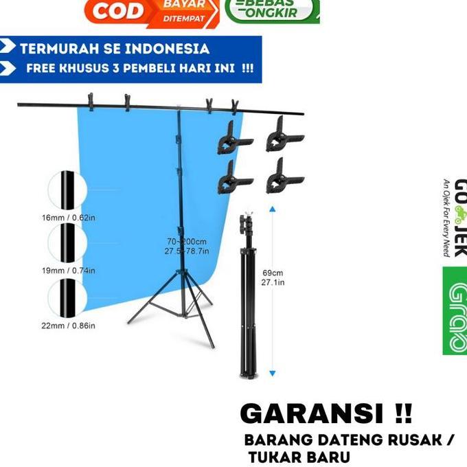 Tiang Backdrop Foto Studio Produk  T-Shape 2 Clamp 60 x 70 READY