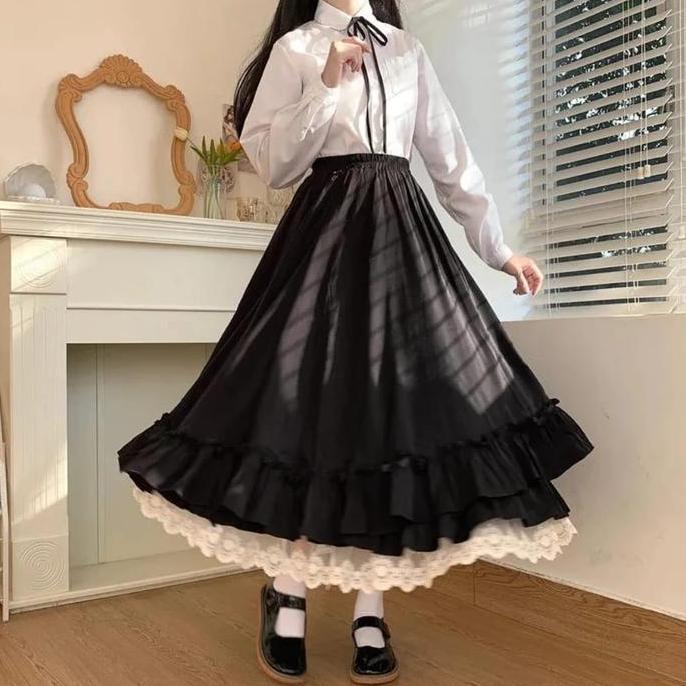 ROK PANJANG VINTAGE MORI GOTHIC LOLITA MAXI LONG SKIRT