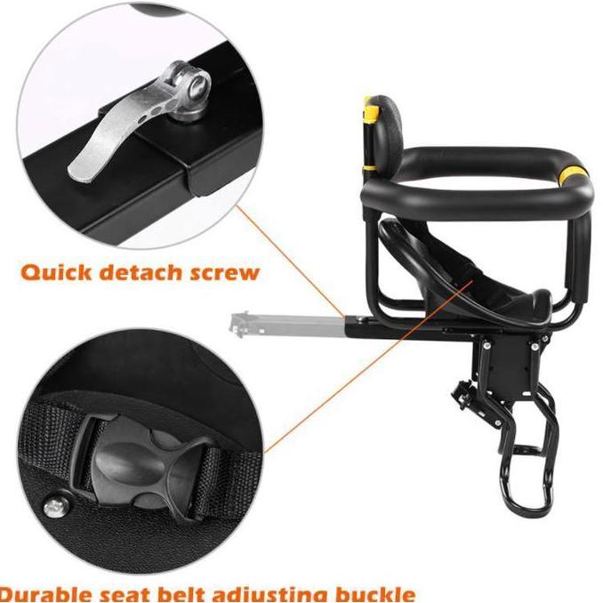 Boncengan Anak Sepeda Depan Mtb & Lipat Dengan Sabuk, Bar Pelindung & Rangka Aluminium Anti Karat