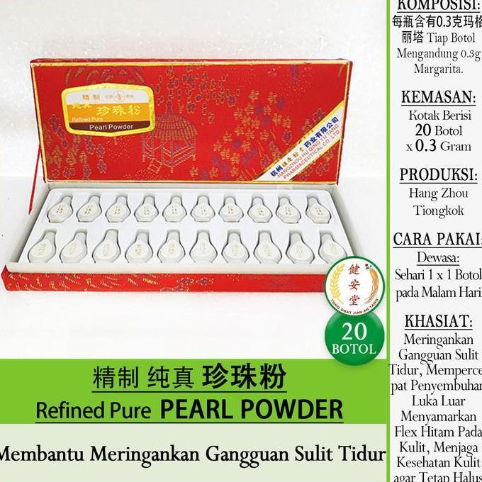 $$$$] Refined Pure PEARL POWDER [Zhen Zhu Fen] 20 Botol x 0.3 Gram u.Gangguan Sulit Tidur-Cerahkan K