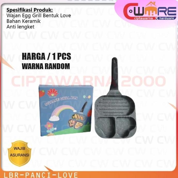 +++++] Wajan Panci Panggang Keramik Pancake Telor Telur Egg Grill Pan Love - LBR