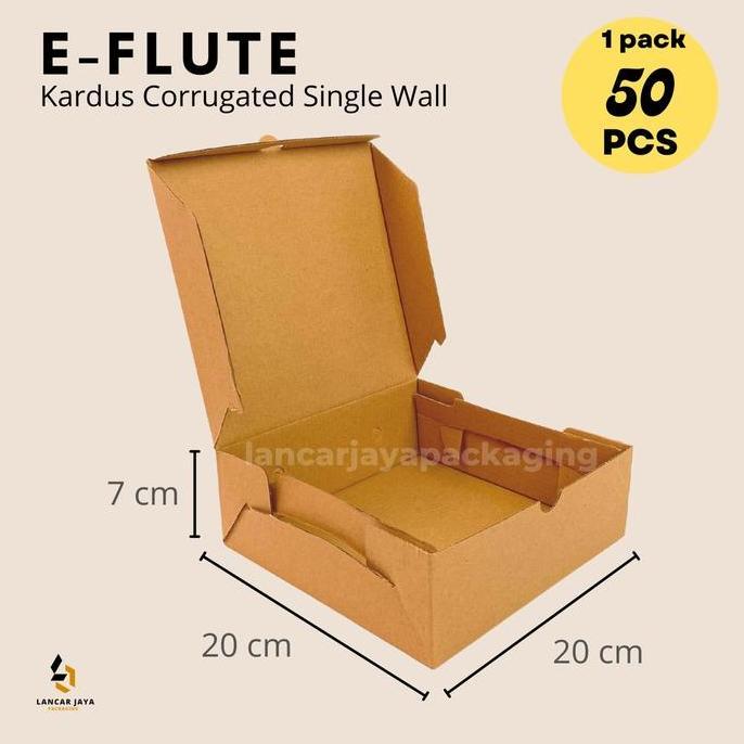 New- E-FLUTE Box Kardus Corrugated Kotak Nasi Packaging Hampers 20x20x7 cm