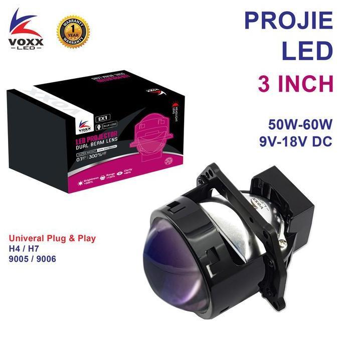 Promo VOXX LED Projie LED 3 Inch 60W Blue Lens Projector LED Laser 3.0" VOXX EX1 Lensa Biru Proyekto