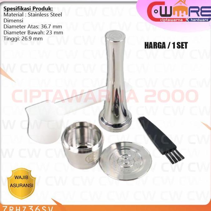 *****] Refillable Capsule Refill Kapsul Mesin Kopi Stainless + Tamper Nespresso - BDB