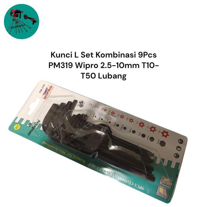 ((((()paling dicari] Kunci L Set Kombinasi 9Pcs PM319 Wipro 2.5-10mm T10-T50 Lubang Kunci L Hexagon 
