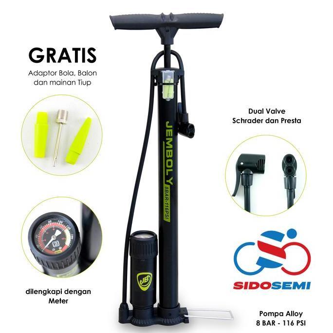 Pompa Ban Sepeda dan Motor Gratis Adaptor Bola Balon Merk Jemboly