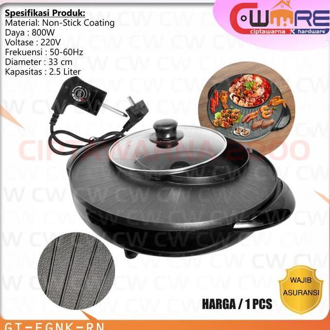 Produk Terbaik] Panci Hotpot BBQ 2IN1 - Panci Shabu-Shabu - Panci Suki Grill