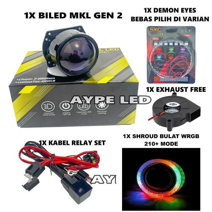 Promo Paket Hemat Complit Biled Mkl Gen 1 Gen 2 2.5 inch bluelens 60 Watt Biled MKL Original Diskon