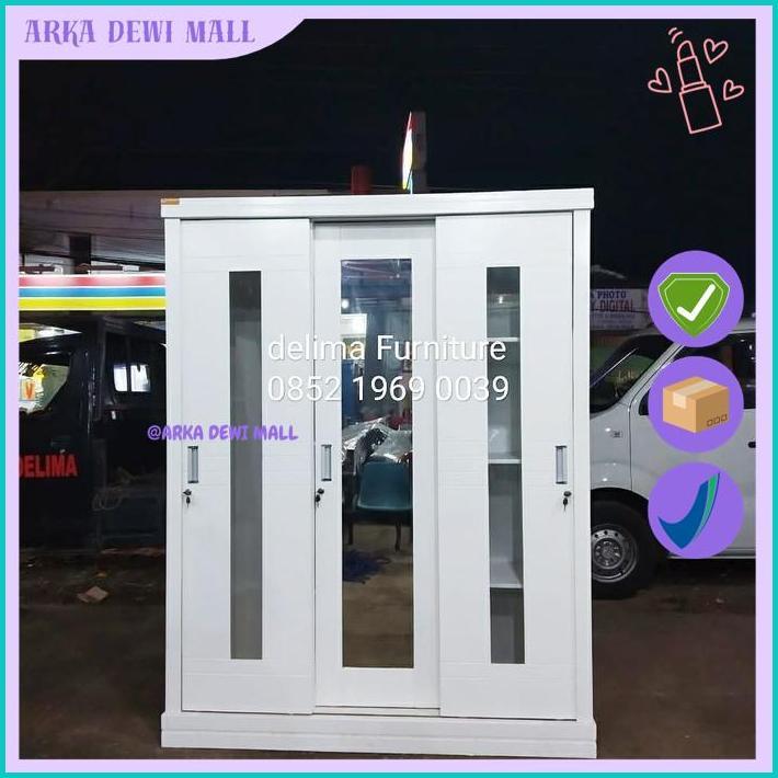 LEMARI PAKAIAN SLIDING 3 PINTU MINIMALIS/LEMARI DUCO/LEMARI HPL BEST SELLER 