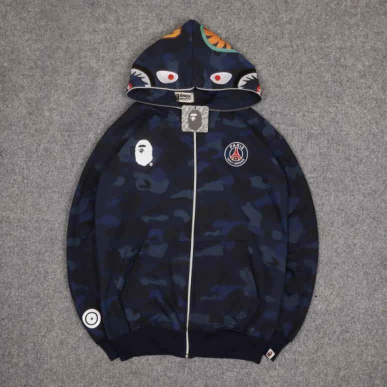 BAPE | JAKET SWEATER HOODIE BAPE X PSG FULL ZIPPER CAMO AUTHENTIC LIKE ORIGINAL