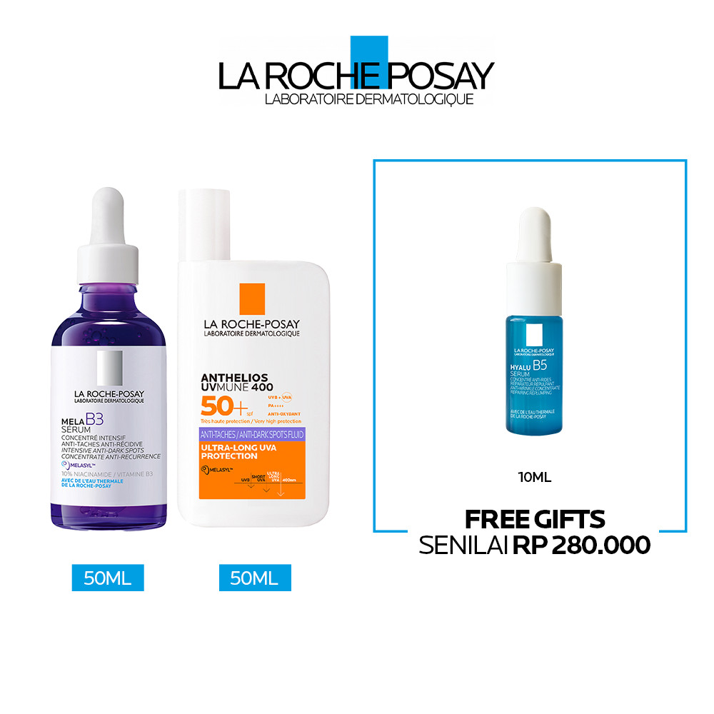 La Roche Posay Brighten & Protect Combo FREE Hyalu B5 Serum 10ml (Mela B3 Serum 50ml & Anthelios Ant