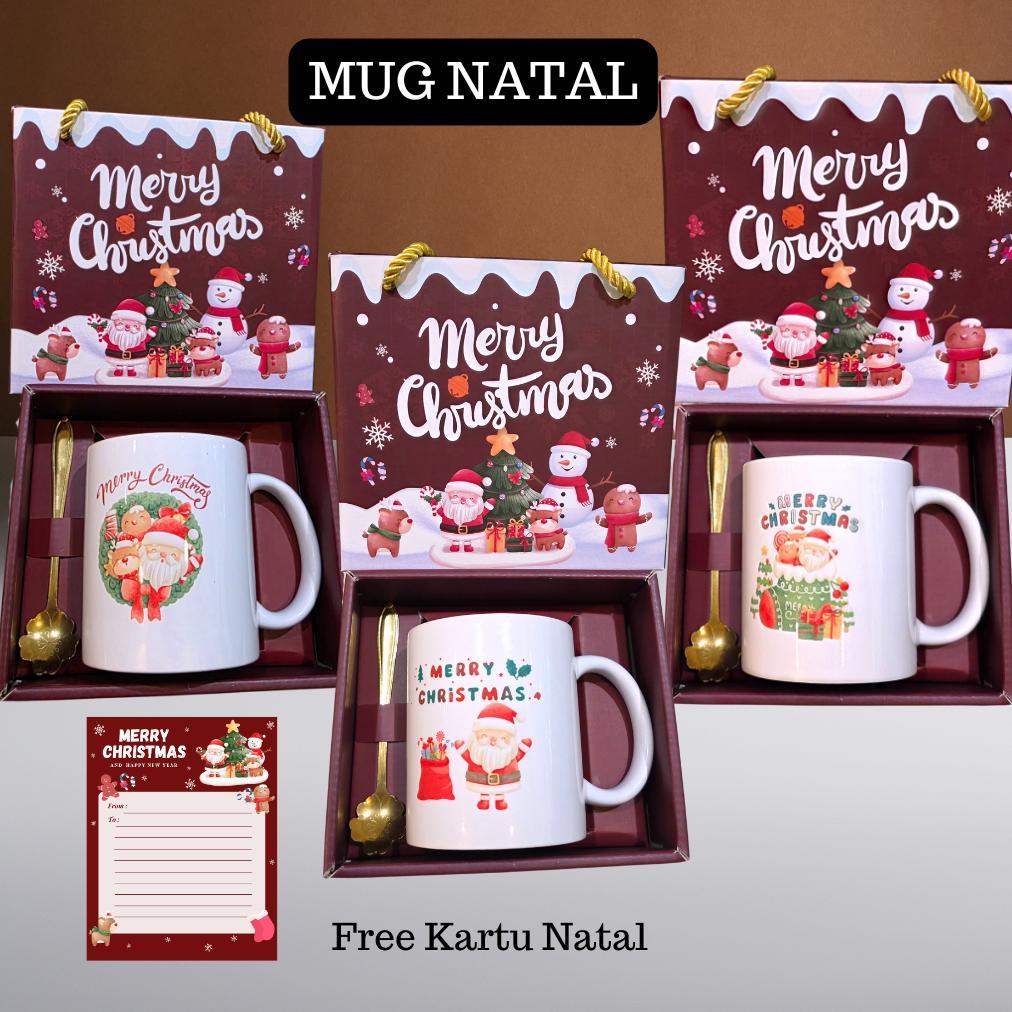 BANMOTSTORE Mug Natal Keramik Set Premium / Hampers Natal Mug Set
