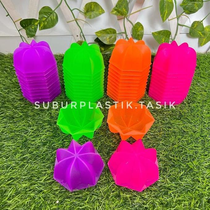 [3 & 4 lusin] Cetakan Kue Kukus Plastik Isi 48 pcs Agar Jelly Puding Kue Putu Ayu Talam Bunga Segi &
