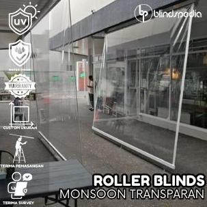 Roller Blind PVC Transparan 0.7mm - Roller Blinds Tahan Air - Tirai Plastik Outdoor - Krey Gulung PV