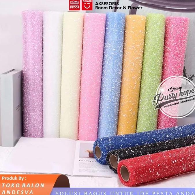 ] Kain Tile Salju / Snow Wrapping Paper Snowflake Polimesh / 1 Rol Kain Tile Salju Paper Buket Bunga