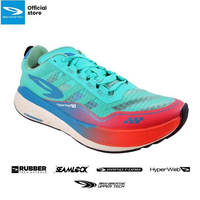 910 NINETEEN SHOES ULTRA EKIDEN HIJAU-AURORA/MERAH/HIJAU-TOSCA Running Sepatu Outdoor Outdoor