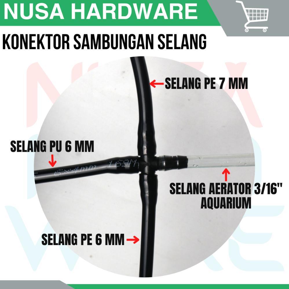 Promo Cod Nepel Konektor Sambungan Selang Pe 7Mm Pe 6Mm Aerator 3/16" Tee T Cabang 3 / Joiner Lurus 