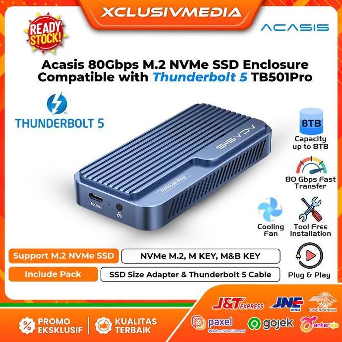 HARGA DISC - Acasis 80Gbps M.2 NVMe SSD Enclosure Compatible with Thunderbolt 5 TB501Pro