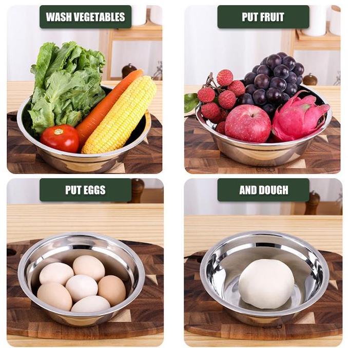 Terlaris CodBaskom Stainless Besar Korea 14-26Cm Mega Jumbo Mixing Bowl Rust Resistant Bagus Tebal B