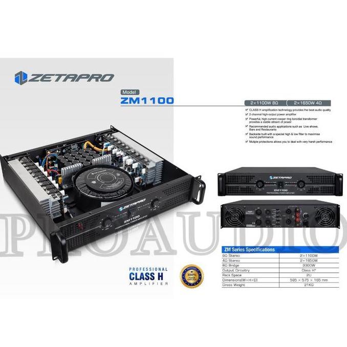 POWER AMPLIFIER ZETAPRO ZM1100 / POWER ZETAPRO AMPLI ZM 1100 / ZETAPRO CLASS H ORIGINAL
