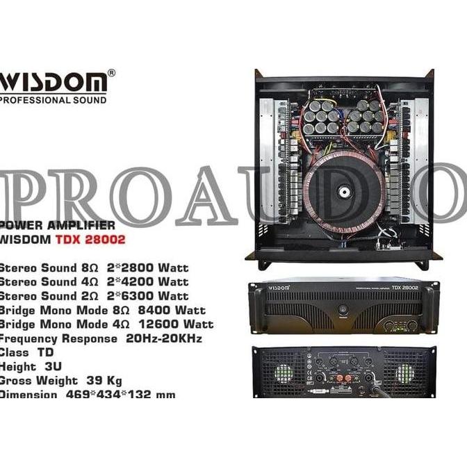 POWER AMPLIFIER WISDOM TDX 28002 TDX28002 CLASS TD 2 CHANNEL ORIGINAL