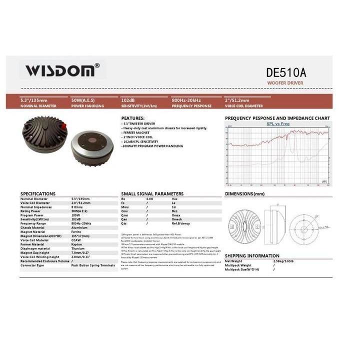 Driver Tweeter Wisdom DE 510 A / DE510A / DE 510A / DE- 510 / DE 510-A DRIVER TW Baut High Quality O