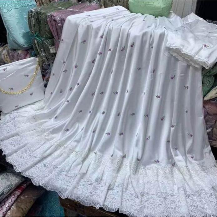 Mukena Dewasa Sutra Armannisilk Premium Bordir Bunga Cantik Renda Mewah Ukuran Jumbo Elegant untuk I