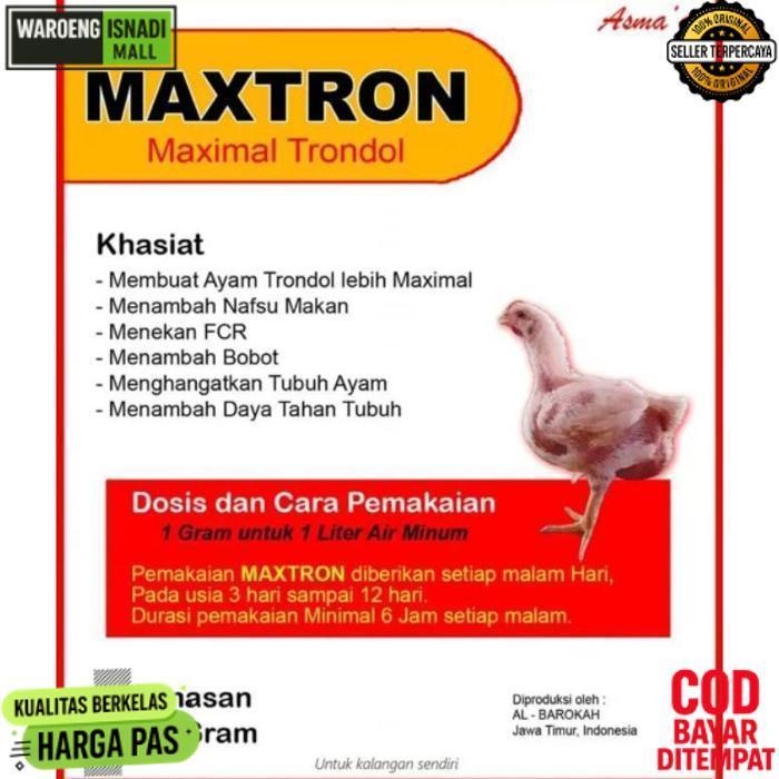 Termurah Maxtron ( Maximal Trondol Ayam Broiler ) - Suplemen Masa Pertumbuhan - Suplemen Dan Vitamin