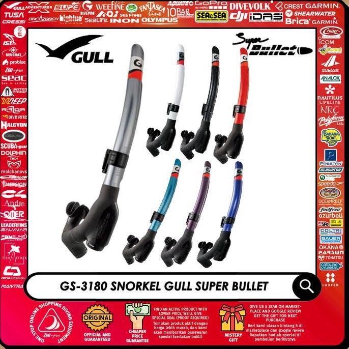 Murah Snorkel Gull Super Bullet GS-3180 Scuba Diving Snorkeling Twin Purge Non COD