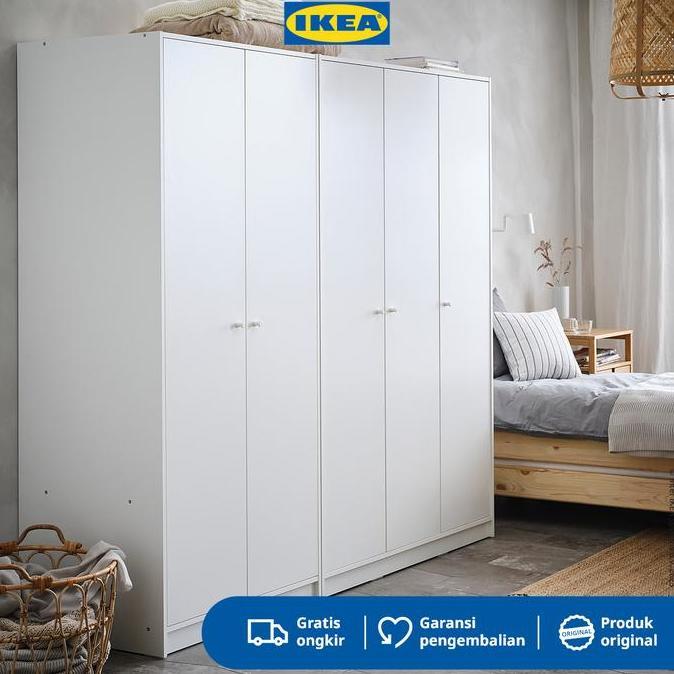 IKEA KLEPPSTAD Lemari Pakaian 3 Pintu Putih 117x176 cm .