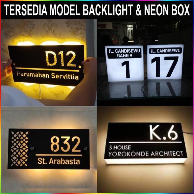 New- Nomor Rumah Acrylic Modern Timbul Negatif Nyala LED