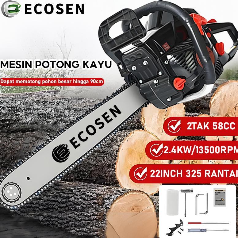 ECOSEN Alat Pemotong Gergaji Lanjut Bensin Portabel 20/22/24 Inci Asli Baja Mini/Gergaji Mesin/Mesin