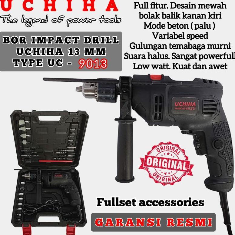 impact drill uchiha 13mm mesin bor beton besi kayu full set koper