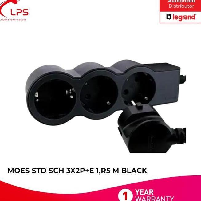Legrand Stop Terminal Colokan Multi Outlet 3 Lubang 1.5M Hitam