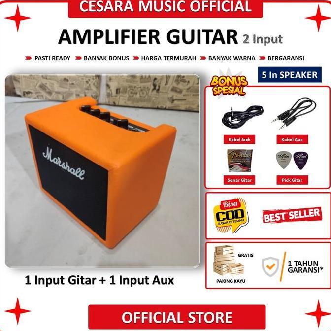 AMPLI GITAR & BASS 5 INCH ADA BLUETOOTH 2 INPUT EFEK DELAY DISTORSI BONUS KABEL JACK & PICK GITAR & 