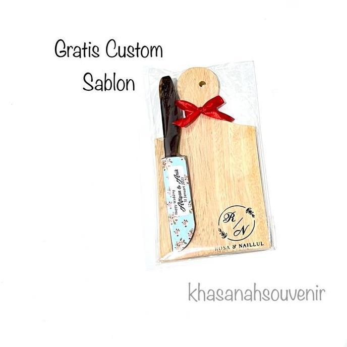 Souvenir set talenan kayu  dan pisau gratis sablon dan ucapan 50pcs CO