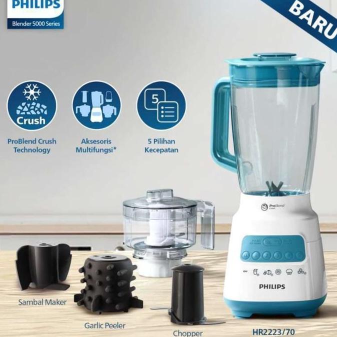 BLENDER PHILIPS HR2223/70 [4IN1 ]BLENDER JUS MULTIFUNGSI CHOPER SAMBEL MAKER PENGUPAS BAWANG CO