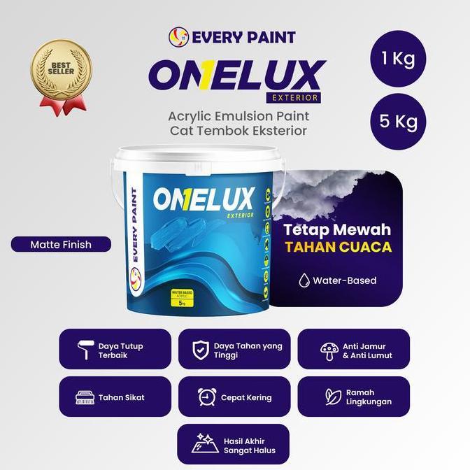 HARGA DISC - Cat Tembok Eksterior EVERY PAINT ONELUX EXTERIOR 5 Kg Cat Dinding Luar Rumah Tahan Cuac
