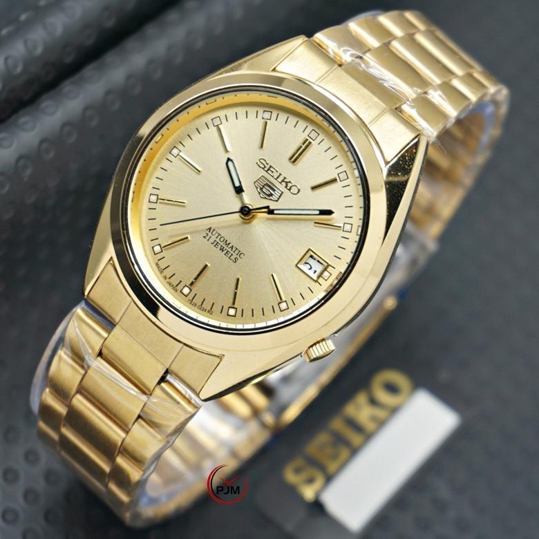 New- Jam Tangan SEIKO 5 Automatic | Otomatis | 21 jewels Pria & Wanita Rantai Gold Silver Tanggal