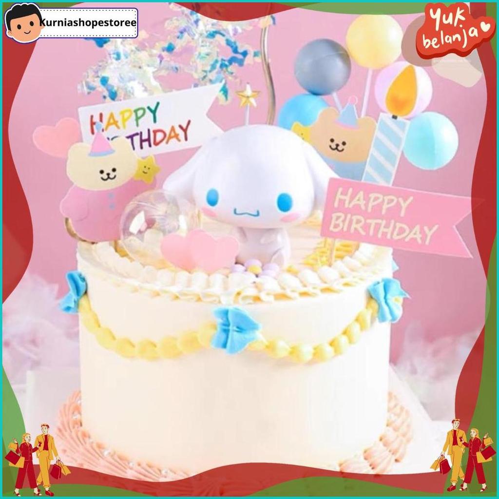 New Produk Topper Cinnamoroll Hiasan Kue Bentuk Anjing Putih Lucu