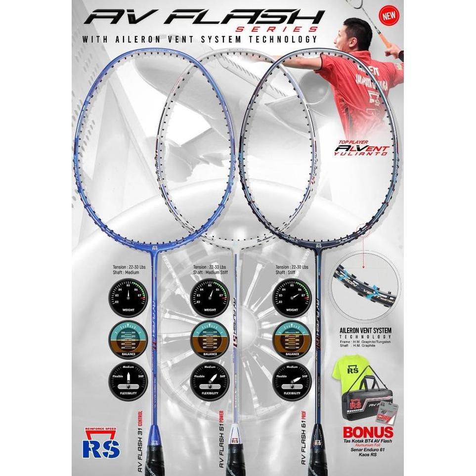 RAKET BULUTANGKIS RS REINFORCE SPEED AV FLASH SERIES COVER dan SENAR Terlaris