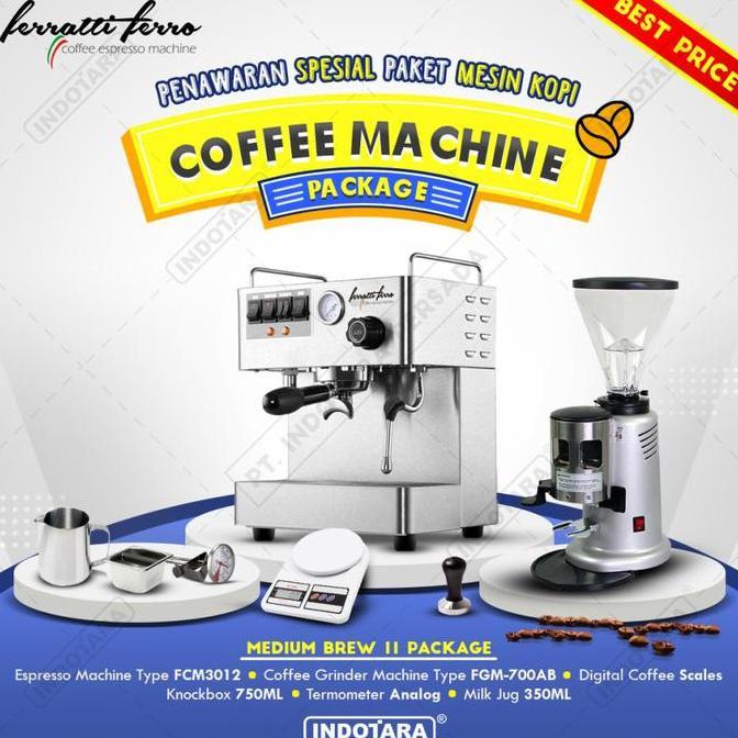 Terlaris Paket Mesin Kopi Espresso / Mesin Kopi Ferratti Ferro - Medium Brew 11