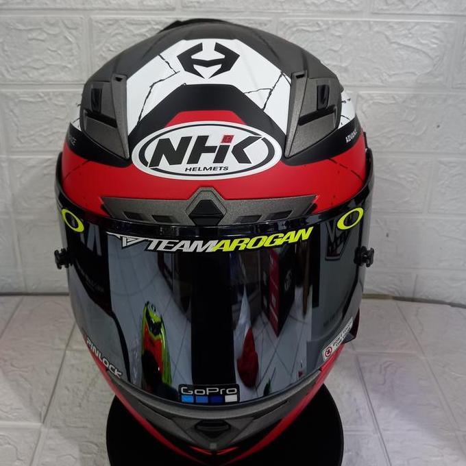 HELM NHK RX9 MOTIF RAVEN BLACK RED FLUO DOF PAKET GANTENG DOUBLE VISOR Terlaris